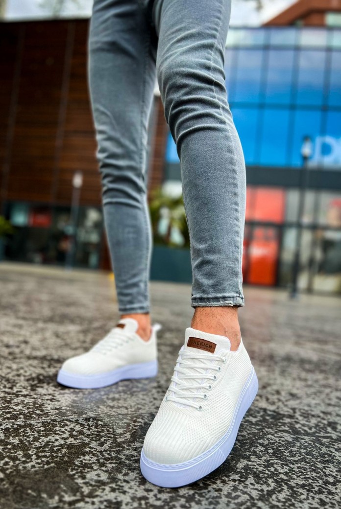 CH413 Crew Erkek Günlük Bağcıklı Triko Spor Sneaker Ayakkabı TBT - Beyaz