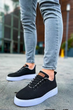 CH413 Crew Erkek Günlük Bağcıklı Triko Spor Sneaker Ayakkabı TBT - Siyah