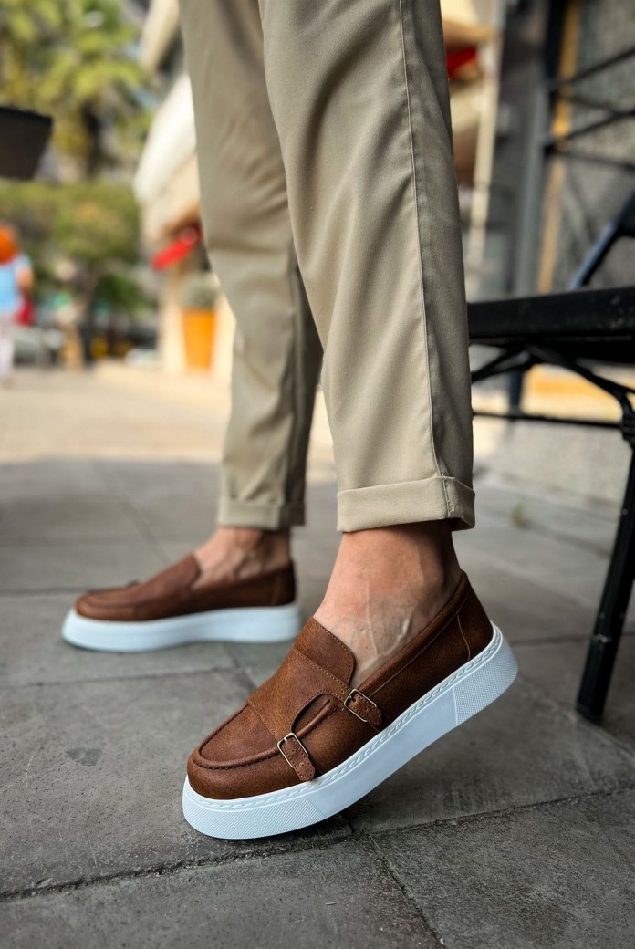 CH417 Mancini Erkek Günlük Bağcıksız Cilt Klasik Ayakkabı CBT - Taba