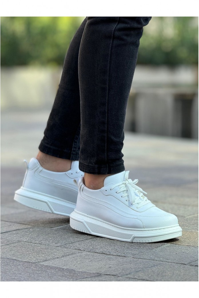 CH987 Second Edition Erkek Günlük Bağcıklı Cilt Spor Sneaker Ayakkabı CBT - Beyaz