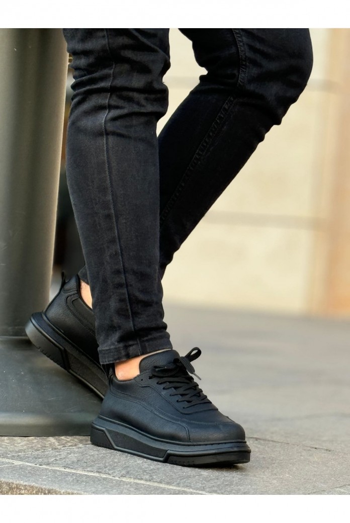 CH987 Second Edition Erkek Günlük Bağcıklı Cilt Spor Sneaker Ayakkabı CST - Siyah