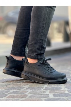 CH987 Second Edition Erkek Günlük Bağcıklı Cilt Spor Sneaker Ayakkabı CST - Siyah