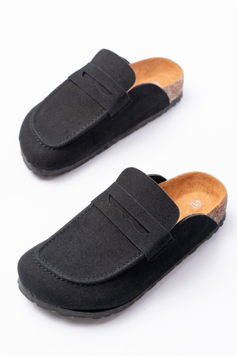 JY0456 Rayn Bağcıksız Hakiki Süet Deri Erkek Günlük Mantar Taban Loafer Klasik Ayakkabı HDMT - Siyah