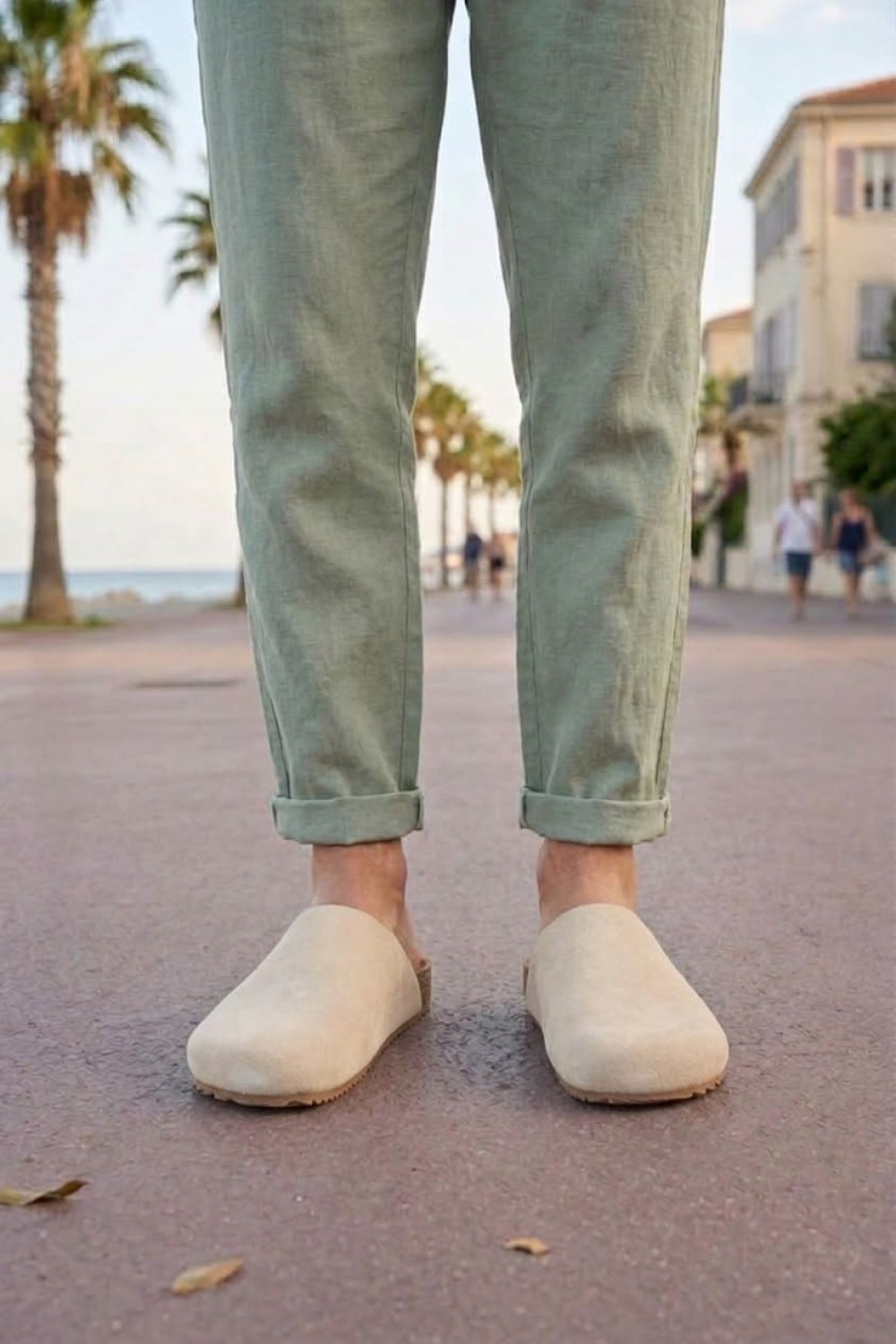 JY0556 Ravn Bağcıksız Hakiki Süet Deri Erkek Günlük Mantar Taban Loafer Klasik Ayakkabı HDMT - Krem