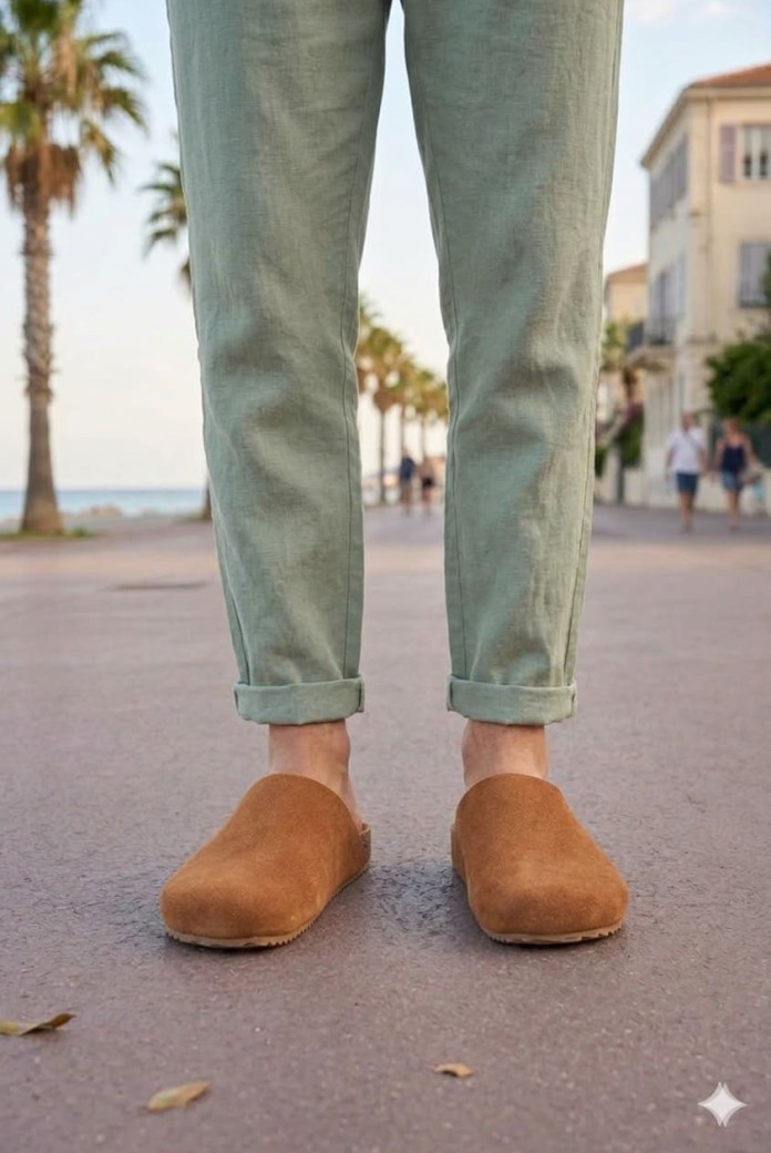 JY0556 Ravn Bağcıksız Süet Deri Erkek Günlük Mantar Taban Loafer Klasik Ayakkabı HDMT - Taba