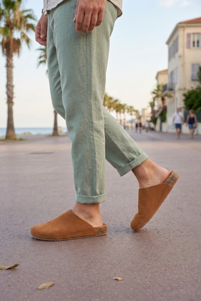 JY0556 Ravn Bağcıksız Süet Deri Erkek Günlük Mantar Taban Loafer Klasik Ayakkabı HDMT - Taba