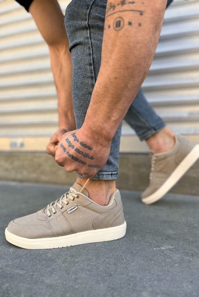 JY0118 REX Bağcıklı Keten Kumaş Erkek Günlük Sneaker Ayakkabı KKT - Bej JY0118 REX Bağcıklı Keten Kumaş Erkek Günlük Sneaker Ayakkabı KKT - Bej