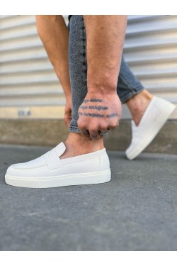 JY180 Estilo X Bağcıksız Cilt Erkek Günlük Spor Klasik Ayakkabı CBT - Beyaz