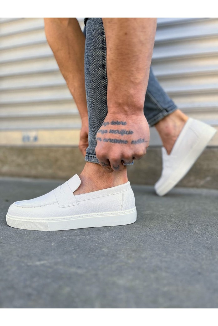 JY180 Estilo X Bağcıksız Cilt Erkek Günlük Spor Klasik Ayakkabı CBT - Beyaz