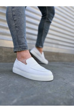 JY180 Estilo X Bağcıksız Cilt Erkek Günlük Spor Klasik Ayakkabı CBT - Beyaz