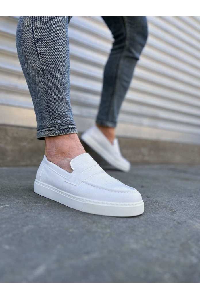 JY180 Estilo X Bağcıksız Cilt Erkek Günlük Spor Klasik Ayakkabı CBT - Beyaz