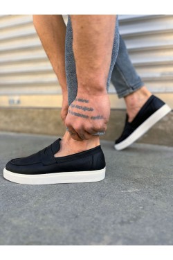 JY180 Estilo X Bağcıksız Cilt Erkek Günlük Spor Klasik Ayakkabı CBT - Siyah