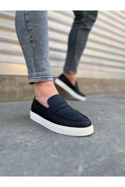 JY180 Estilo X Bağcıksız Cilt Erkek Günlük Spor Klasik Ayakkabı CBT - Siyah