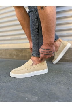 JY180 Estilo X Bağcıksız Süet Erkek Günlük Spor Klasik Ayakkabı SBT - Krem