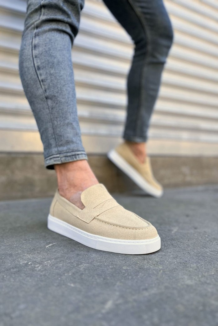 JY180 Estilo X Bağcıksız Süet Erkek Günlük Spor Klasik Ayakkabı SBT - Krem JY180 Estilo X Bağcıksız Süet Erkek Günlük Spor Klasik Ayakkabı SBT - Krem