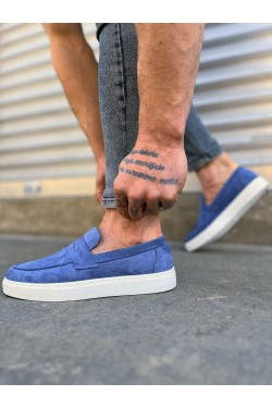 JY180 Estilo X Bağcıksız Süet Erkek Günlük Spor Klasik Ayakkabı SBT - Mavi