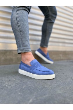 JY180 Estilo X Bağcıksız Süet Erkek Günlük Spor Klasik Ayakkabı SBT - Mavi