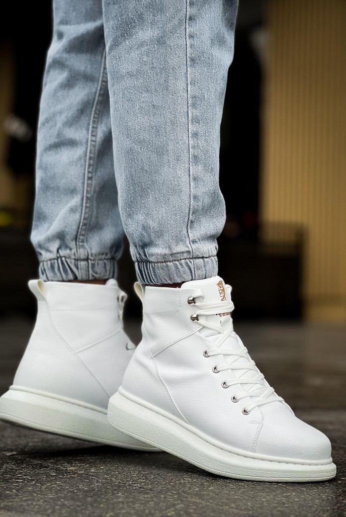 KN-B080 Erkek Spor Günlük Bağcıklı Cilt Bot CBT - Beyaz KN-B080 Erkek Spor Günlük Bağcıklı Cilt Bot CBT - Beyaz