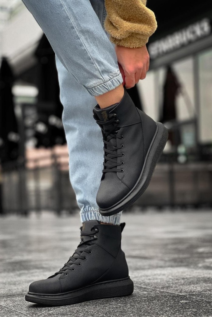 KN-B080 Erkek Spor Günlük Bağcıklı Cilt Bot CST - Siyah KN-B080 Erkek Spor Günlük Bağcıklı Cilt Bot CST - Siyah