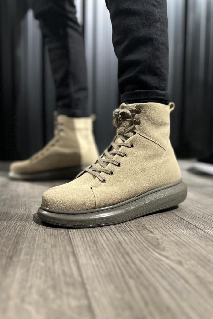 KN-B080 Erkek Spor Günlük Bağcıklı Süet Bot SVT - Vizon