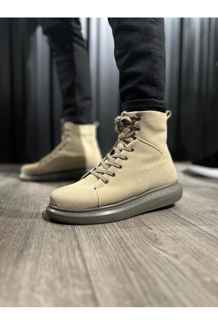 KN-B080 Erkek Spor Günlük Bağcıklı Süet Bot SVT - Vizon