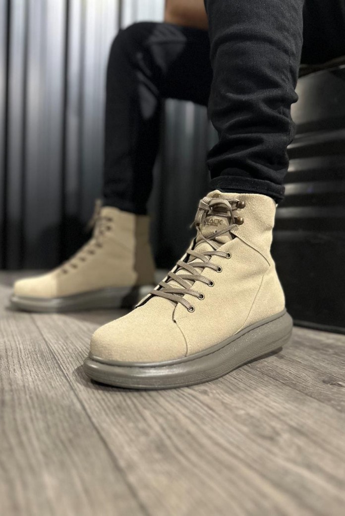 KN-B080 Erkek Spor Günlük Bağcıklı Süet Bot SVT - Vizon