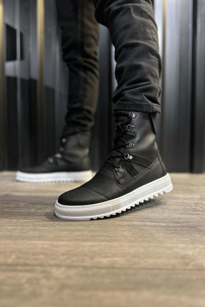 KN-B12 Erkek Spor Günlük Bağcıklı Cilt Bot CBT - Siyah KN-B12 Erkek Spor Günlük Bağcıklı Cilt Bot CBT - Siyah