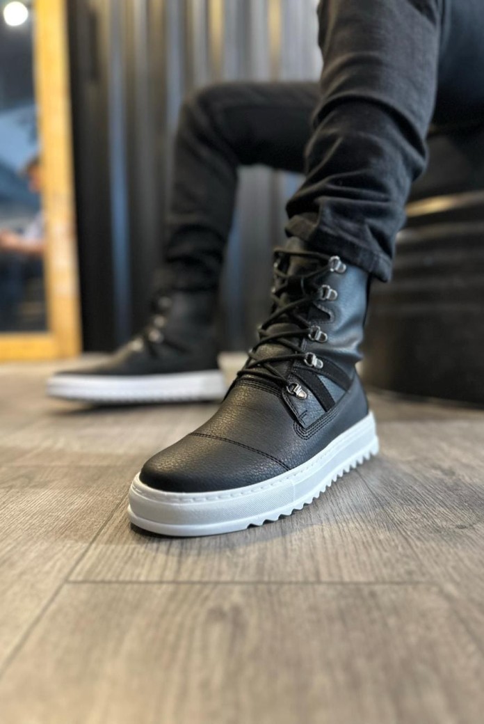 KN-B12 Erkek Spor Günlük Bağcıklı Cilt Bot CBT - Siyah KN-B12 Erkek Spor Günlük Bağcıklı Cilt Bot CBT - Siyah