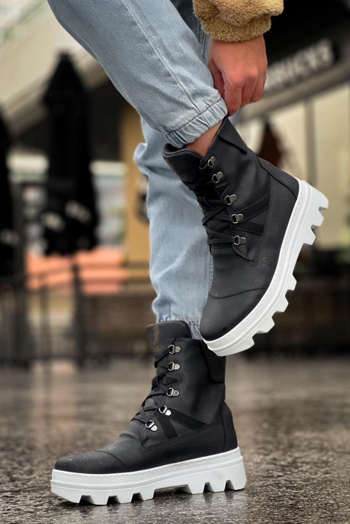 KN-B14 Erkek Spor Günlük Bağcıklı Cilt Bot CBT - Siyah KN-B14 Erkek Spor Günlük Bağcıklı Cilt Bot CBT - Siyah