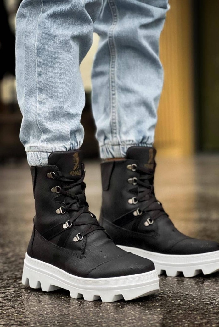 KN-B14 Erkek Spor Günlük Bağcıklı Cilt Bot CBT - Siyah KN-B14 Erkek Spor Günlük Bağcıklı Cilt Bot CBT - Siyah