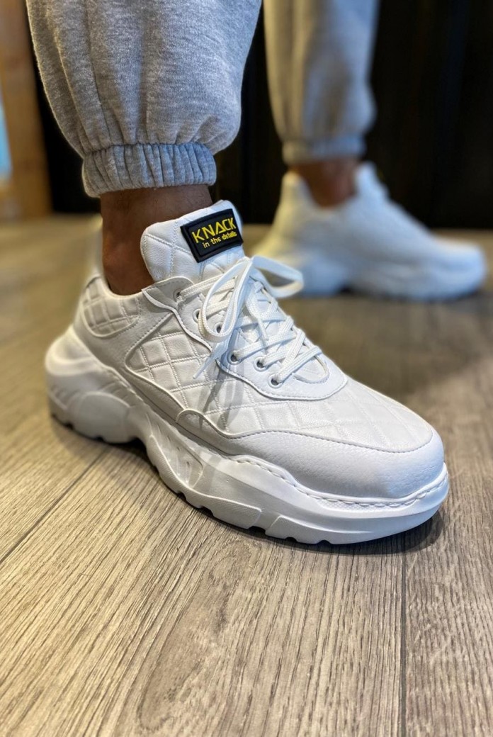 KN-N75 Erkek Günlük Bağcıklı Kapitone Desenli Cilt Spor Sneaker Ayakkabı CBT - Beyaz KN-N75 Erkek Günlük Bağcıklı Kapitone Desenli Cilt Spor Sneaker Ayakkabı CBT - Beyaz