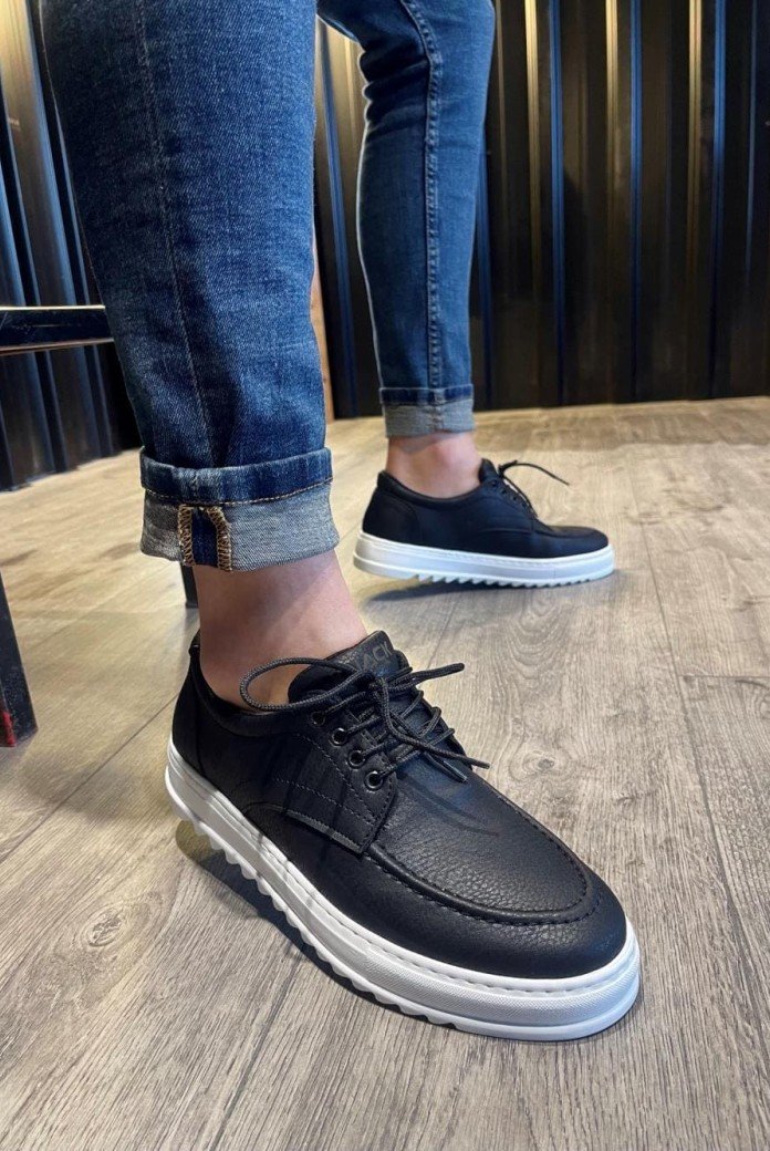 KN-T12 Erkek Günlük Bağcıklı Cilt Klasik Ayakkabı CBT - Siyah KN-T12 Erkek Günlük Bağcıklı Cilt Klasik Ayakkabı CBT - Siyah