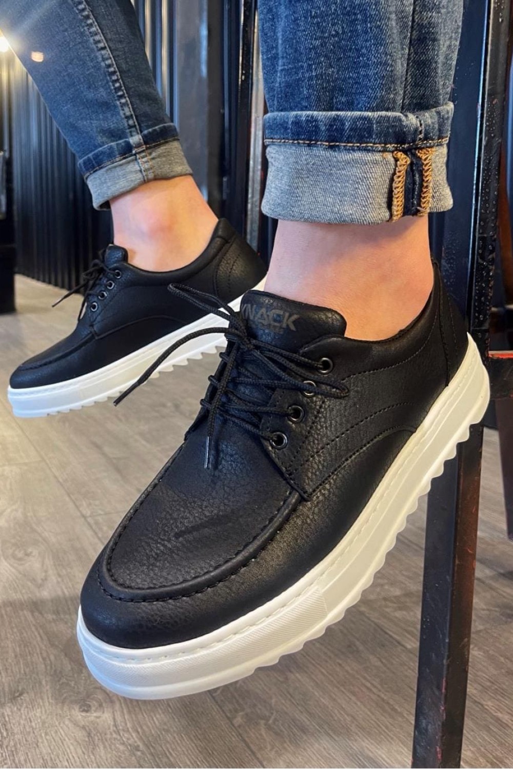 KN-T12 Erkek Günlük Bağcıklı Cilt Klasik Ayakkabı CBT - Siyah