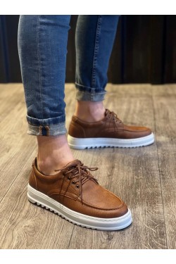 KN-T12 Erkek Günlük Bağcıklı Cilt Klasik Ayakkabı CBT - Taba