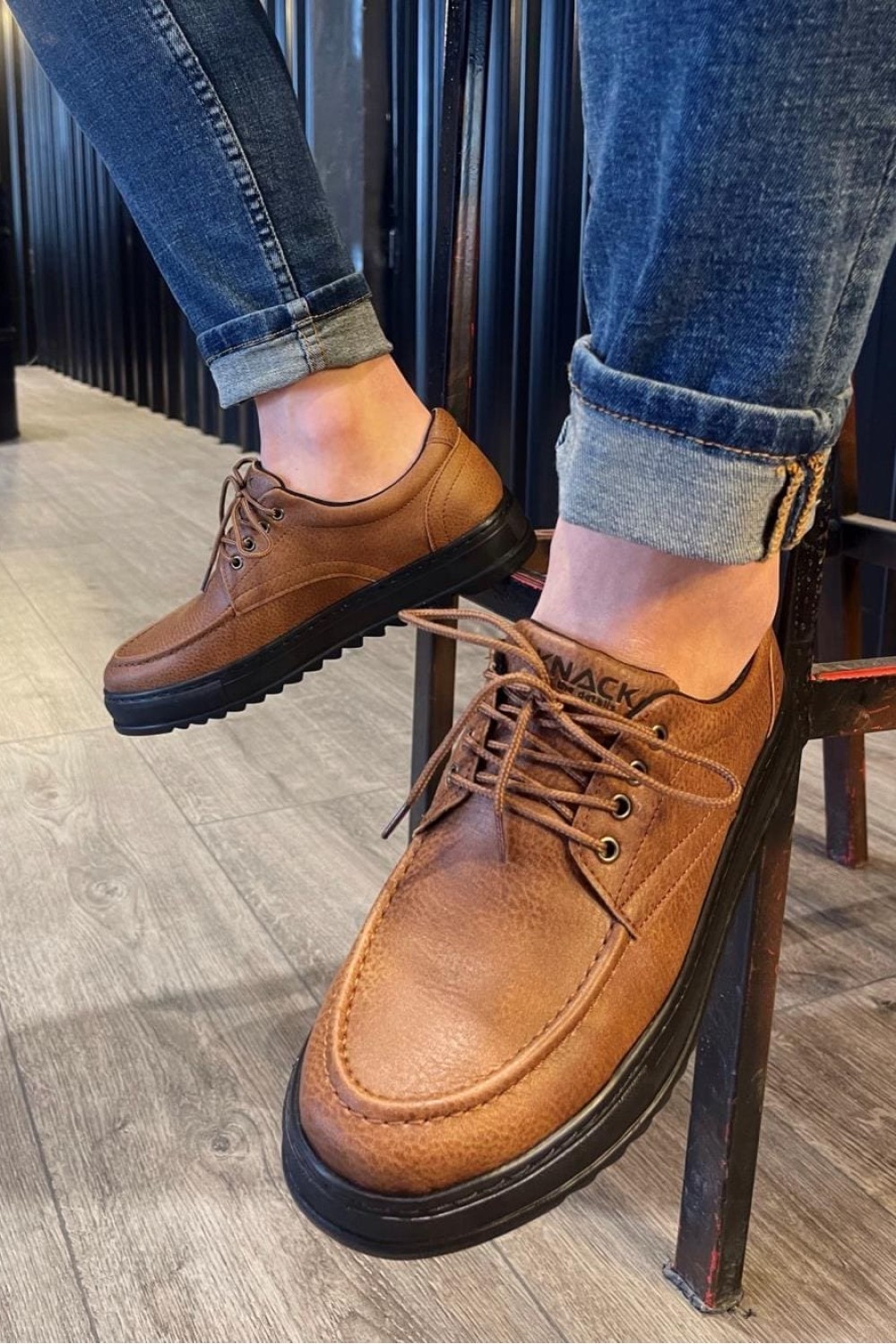 KN-T12 Erkek Günlük Bağcıklı Cilt Klasik Ayakkabı CST - Taba