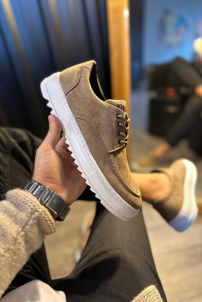 KN-T12 Erkek Günlük Bağcıklı Süet Klasik Ayakkabı SBT - Camel