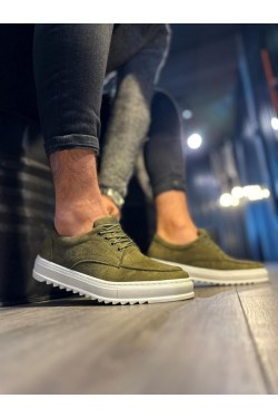 KN-T12 Erkek Günlük Bağcıklı Süet Klasik Ayakkabı SBT - Haki