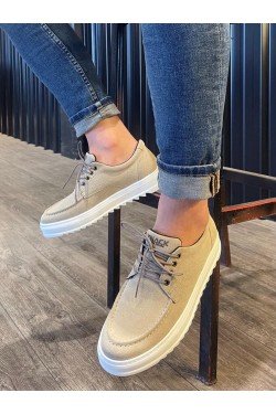 KN-T12 Erkek Günlük Bağcıklı Süet Klasik Ayakkabı SBT - Vizon