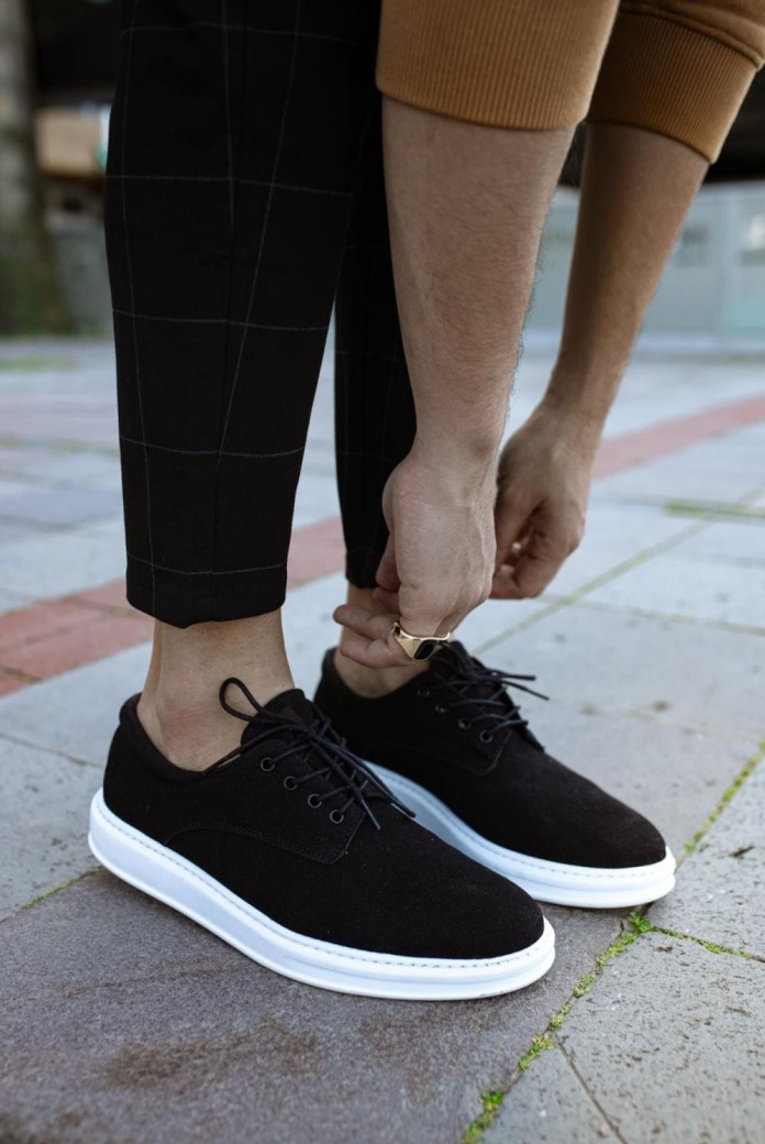 KN001 Erkek Günlük Bağcıklı Süet Klasik Ayakkabı SBT - Siyah