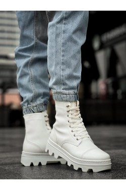 KN023 Erkek Spor Günlük Bağcıklı Cilt Bot CBT - Beyaz KN023 Erkek Spor Günlük Bağcıklı Cilt Bot CBT - Beyaz