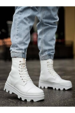 KN023 Erkek Spor Günlük Bağcıklı Cilt Bot CBT - Beyaz KN023 Erkek Spor Günlük Bağcıklı Cilt Bot CBT - Beyaz