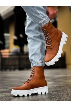 KN023 Erkek Spor Günlük Bağcıklı Cilt Bot CBT - Taba