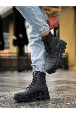 KN023 Erkek Spor Günlük Bağcıklı Cilt Bot CST - Siyah KN023 Erkek Spor Günlük Bağcıklı Cilt Bot CST - Siyah