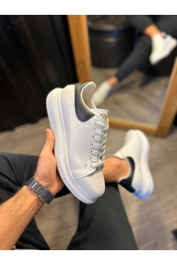 KN043 Erkek Günlük Bağcıklı Cilt Spor Sneaker Ayakkabı CBT - Beyaz/Siyah KN043 Erkek Günlük Bağcıklı Cilt Spor Sneaker Ayakkabı CBT - Beyaz/Siyah