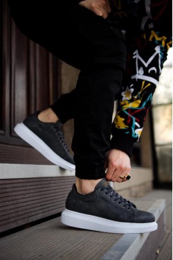 KN044 Erkek Günlük Bağcıklı Cilt Spor Sneaker Ayakkabı CBT - Gri KN044 Erkek Günlük Bağcıklı Cilt Spor Sneaker Ayakkabı CBT - Gri