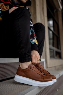 KN044 Erkek Günlük Bağcıklı Cilt Spor Sneaker Ayakkabı CBT - Taba KN044 Erkek Günlük Bağcıklı Cilt Spor Sneaker Ayakkabı CBT - Taba