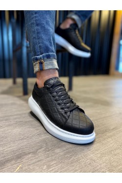 KN044 Erkek Günlük Bağcıklı Kapitone Desenli Cilt Spor Sneaker Ayakkabı CBT - Siyah KN044 Erkek Günlük Bağcıklı Kapitone Desenli Cilt Spor Sneaker Ayakkabı CBT - Siyah