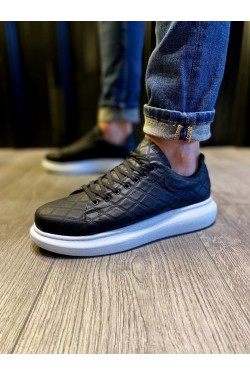 KN044 Erkek Günlük Bağcıklı Kapitone Desenli Cilt Spor Sneaker Ayakkabı CBT - Siyah KN044 Erkek Günlük Bağcıklı Kapitone Desenli Cilt Spor Sneaker Ayakkabı CBT - Siyah