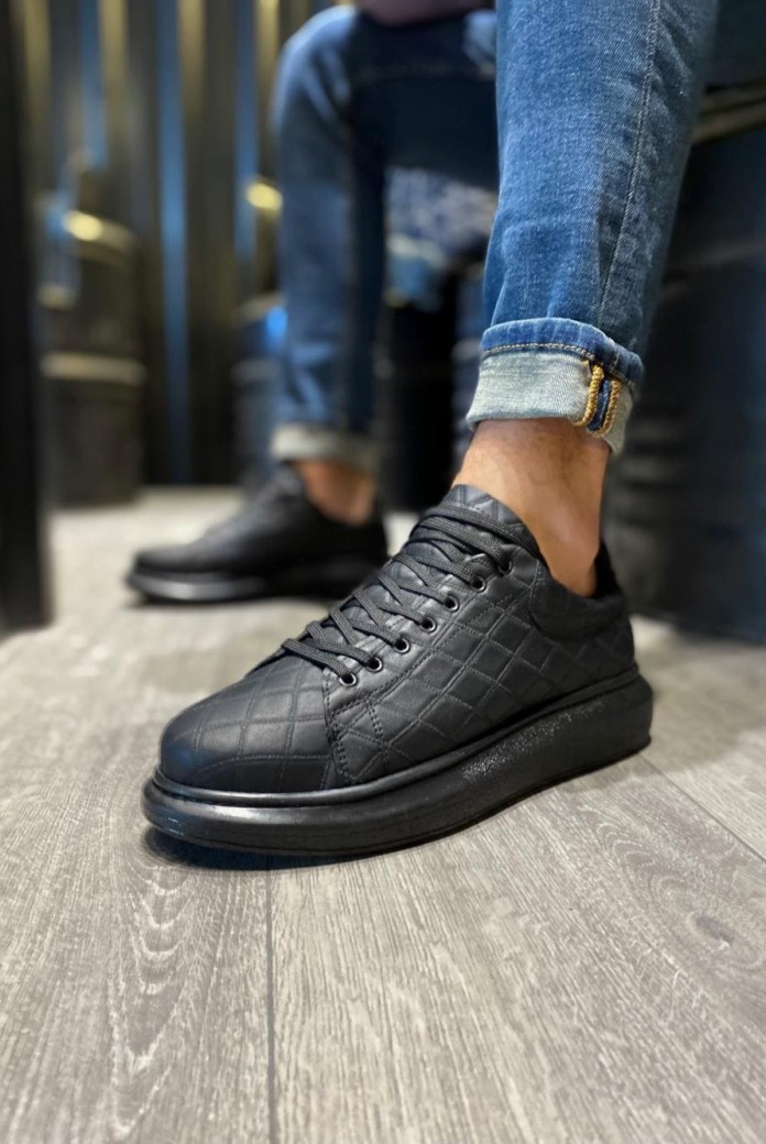 KN044 Erkek Günlük Bağcıklı Kapitone Desenli Cilt Spor Sneaker Ayakkabı CST - Siyah KN044 Erkek Günlük Bağcıklı Kapitone Desenli Cilt Spor Sneaker Ayakkabı CST - Siyah