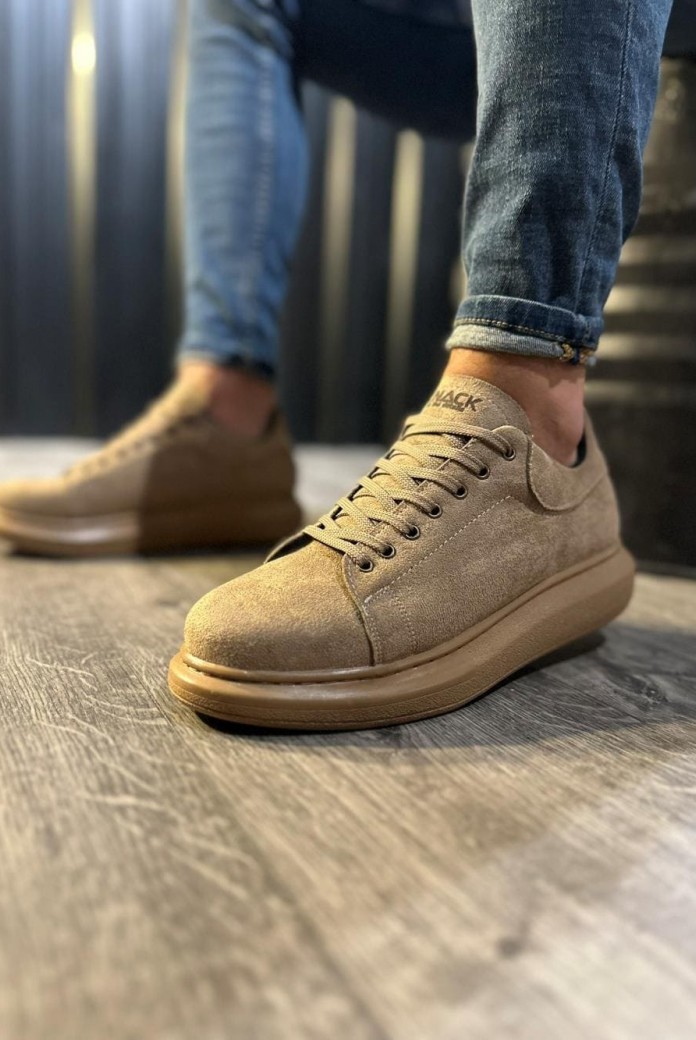 KN044 Erkek Günlük Bağcıklı Süet Spor Sneaker Ayakkabı SCT - Camel